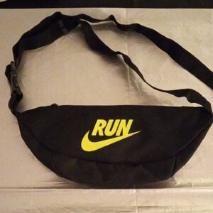Nike Black and Green Neon  RUN Waist Bag
